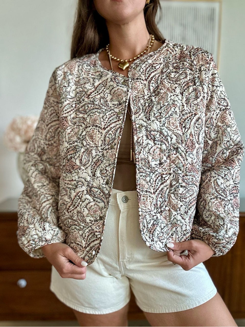 See And Be Seen Paisley Quilted Snap-Front Jacket